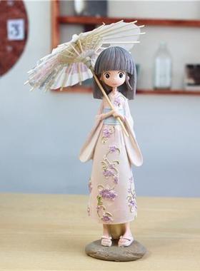 创意家居装饰品学生打伞女孩和风摆件礼品少女卧室宿舍送女朋友