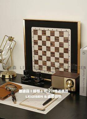 样板间书房装饰摆饰样板房书桌软装覆古笔记本手稿钢笔放大镜道具