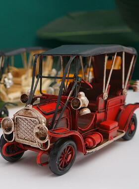 铁艺老爷汽车模型仿真复古店铺装饰品摆件创意现代欧式玄关装饰物