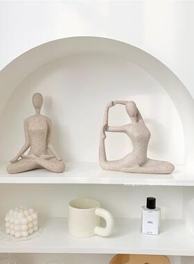 ins北欧风抽象雕塑瑜伽人物桌面艺术装饰摆饰 客厅创意美感线 线