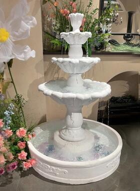 欧式三层婚庆喷泉庭院装饰阳台简约流水水景婚庆打卡许愿 池摆件
