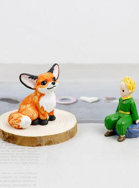 可爱小狐狸陶瓷摆饰创意装饰办公桌面花园盆景摆设迷你九尾狐礼物