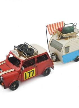 复古铁艺简旅游主房车模型收藏欧吧式约家1604E-55居装饰品摆件题