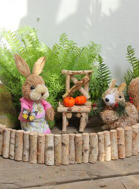 白桦木小栅栏篱笆摆件幼儿园森系植物角户外装饰园区别墅庭院花园