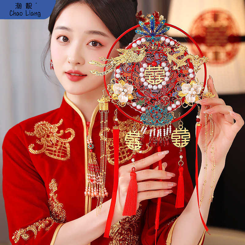 中式婚礼团扇新娘扇子结婚喜扇手工DIY材料包出嫁接亲秀禾扇包邮,淘宝优惠券,粉丝福利购,淘宝优惠卷