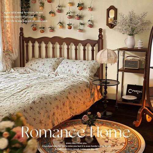 风复人古实约木床复古法式床现代简双床中古风田园风床温DCY莎床 - 图0