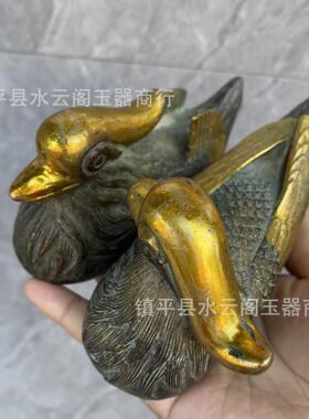 铜鎏金鸳鸯摆件支持家居铜器酒壶样板间装饰品工艺品