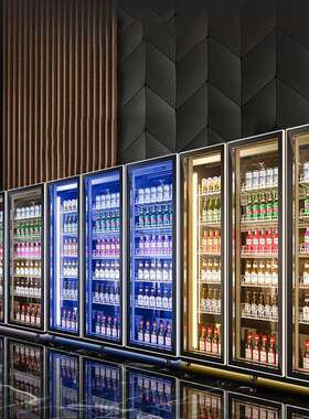 啤酒展示柜冷藏柜超市立式冰柜商用冰箱便利店三门大容量饮料柜