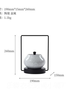 新款新中式水墨博陶瓷将军罐摆墅别茶室酒柜玄关柜古架书房软装饰