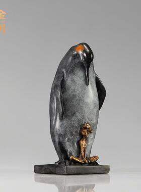 铜艺坊共生企鹅黄铜器工艺品摆件企鹅客厅电视柜酒柜铜装饰工艺品