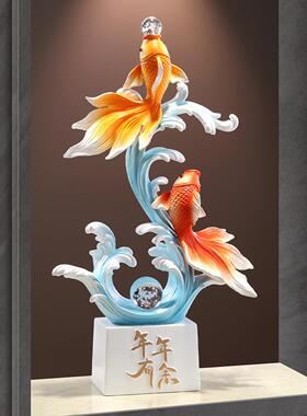 入250728-0户关招财锦锂玄年年有鱼摆大件厅壁龛轻奢客高档装饰品