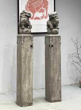 石雕拴马桩青石仿古貔貅狮子栓马石麒麟神兽拴马柱镇宅招财摆件