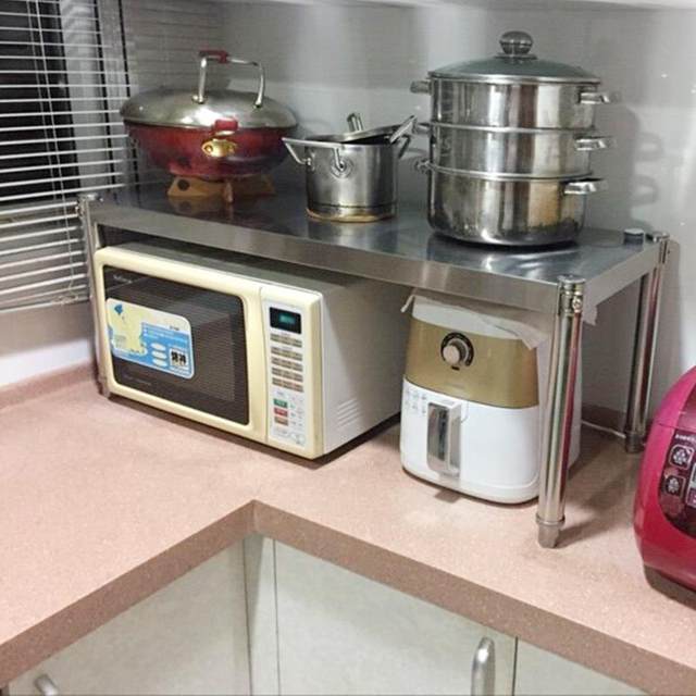 Customized stainless steel processing rack One-layer single-layer microwave oven oven kitchen storage household pot rack