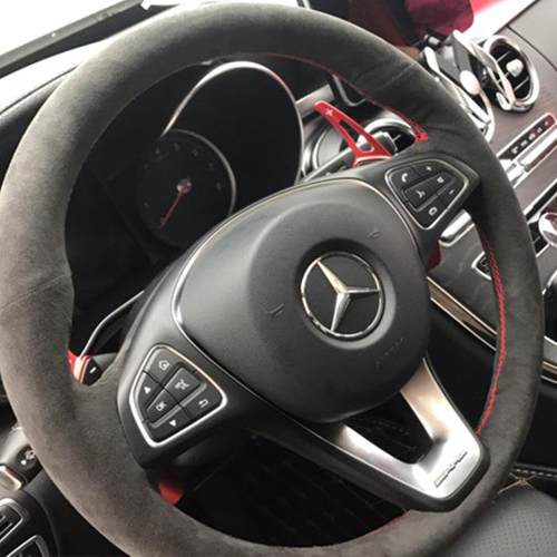 奔驰手缝方向盘套翻毛皮GLC260C200L新CE级GLACLAGLEGLB把套 - 图1