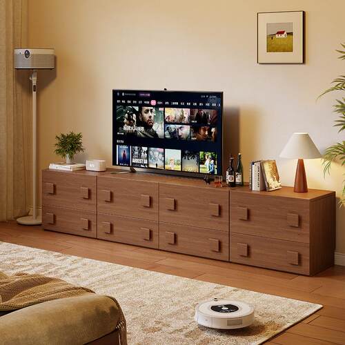 中古风客厅落地电视柜自由组合柜卡门柜斗柜客厅高级感收纳置物柜 - 图2