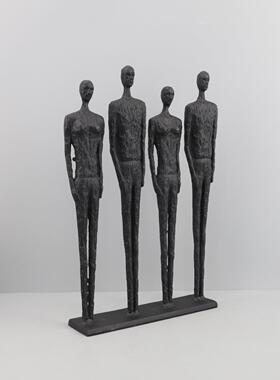 件欧式创意简铸铁四人组雕塑摆居卧室餐厅办公室约客厅书房家0448