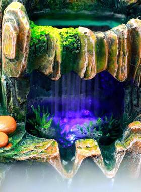 大中小号假山流水风水轮鱼池鱼缸装饰摆件树礼品代销7002雾景