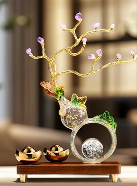 9888紫色来金箔饰葫芦居摆件招财客厅酒柜电视柜办公室装乔迁新礼