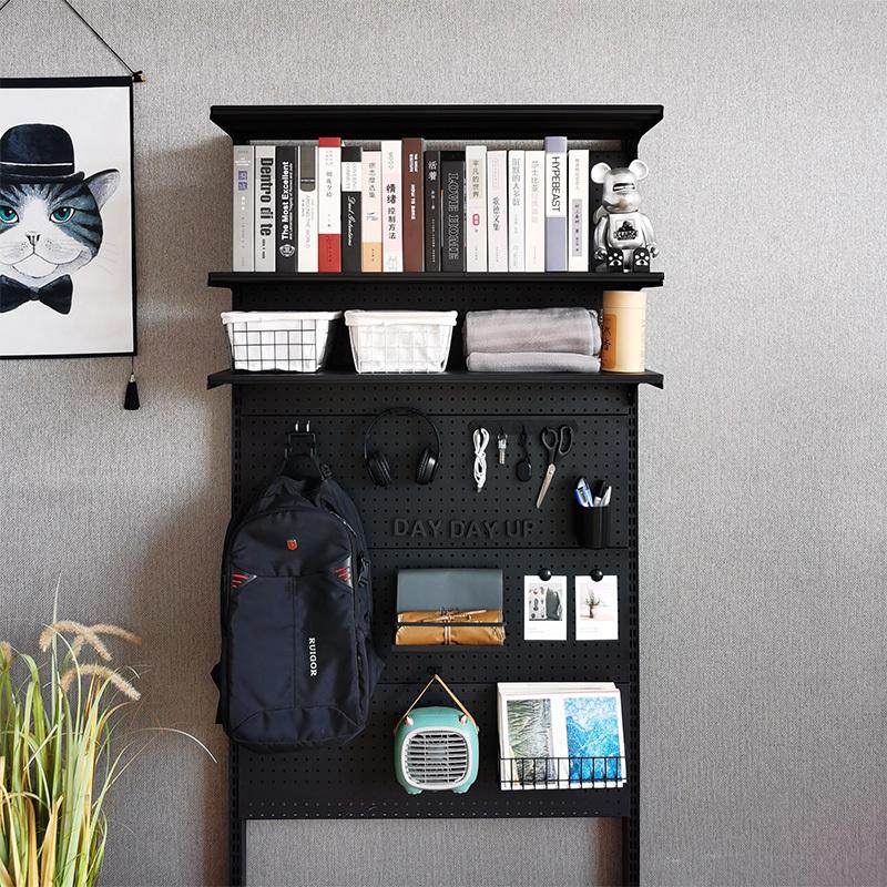 .Vertical perforated board storage rack floor-standing punch-free modern simple iron wall storage computer desk book