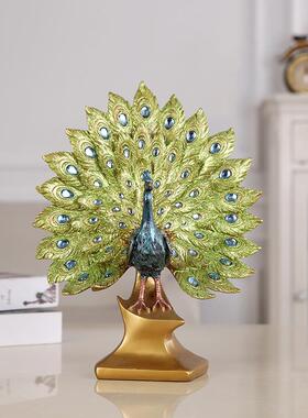 欧式奢华孔雀摆件家居软装饰品玄关客厅工艺品电视柜摆设结婚礼物