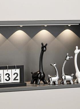 玄关轻奢高档一家四口小鹿家居装饰品摆件客厅电视柜酒柜套装组合