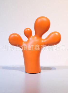 简约北欧沉思托腮男孩脚丫软装样板房间抽象人物抽象雕塑树脂摆件
