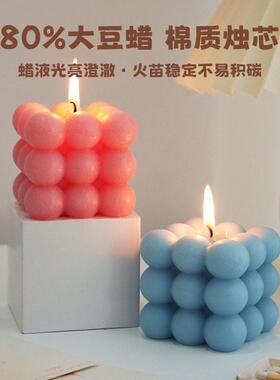 新款 陶瓷金色魔方香薰蜡烛台创意网红家居装饰摆件黑色几何魔方