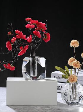 精致水晶汽泡球花瓶高级感插花干花装饰摆件轻奢玄关办公室工艺品