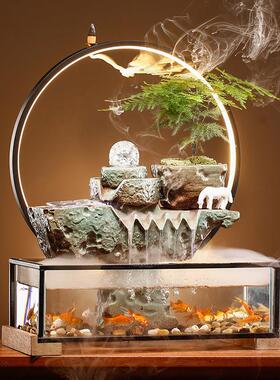 创意招财流水摆件喷泉鱼缸假山循环水办公室景观生财乔迁开业礼品