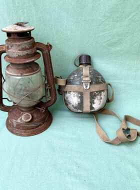 民俗怀旧马灯煤油灯老式手提灯行军壶水壶农村复古装饰老物件摆件