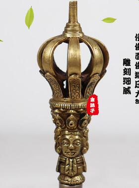尼泊尔进口手工做旧九股金刚铃杵藏传密宗纯铜铃铛摇铃修行法器