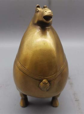 黄铜唐代生肖 铜马 仿古萌版礼品摆件