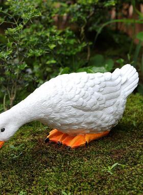 创意仿真动物喝水子布摆件户外庭缸院ZFN假山鱼水池花园造鸭景置