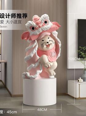 醒狮乔迁招财落地门口装饰品开业大吉礼品生意兴隆店铺猫摆件大型