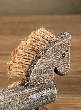 小摆件木马摆设创意手工木制品桌面木质复古家居房间装饰木头工艺