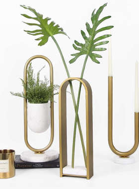 现代简约创意金属组合烛台书房样板间售楼部书架桌面装饰品摆件