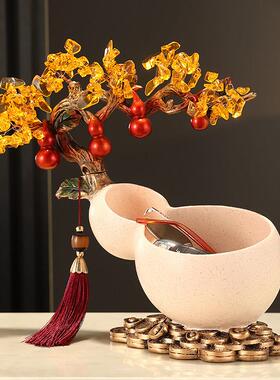 轻奢高档发财鹿摆件入户进门玄关柜放钥匙收纳盒家居装饰乔迁礼品