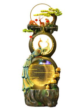 家居葫芦流水摆件客厅电视柜旁装饰办公室加湿器孔雀景观落地水景