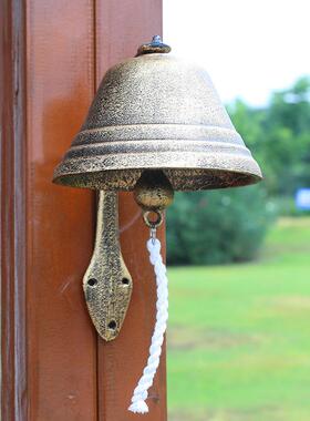 北欧流行田园风铁艺装饰门铃欢迎挂件铸铁手摇超大号铃铛挂饰壁饰