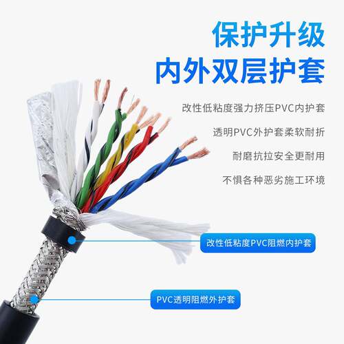 TRVVSP镀锡铜高柔性拖链双绞遮蔽线2 4 6 8 芯柔软讯号线 - 图0