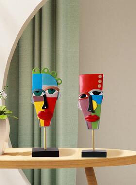 创意欧式抽象人脸创艺摆件CXMJ意客厅酒柜装术饰摆设树风脂工艺品