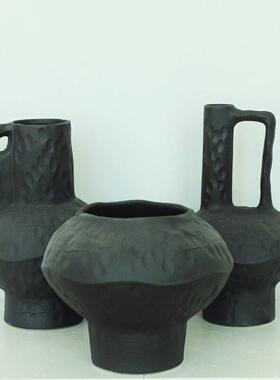 复古做旧日式侘寂风摆件陶瓷工艺品样板间客厅桌面新中式装饰品