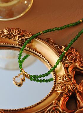 2025新款新中式绿色葫芦串珠项链手链锁骨链白贝母葫芦手链项链