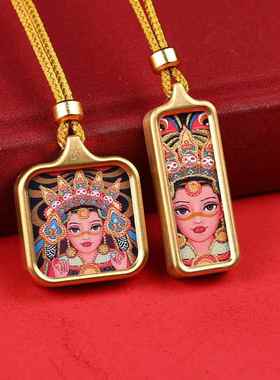 唐卡吊坠西藏手绘描金轧机拉姆前世今生黄财神观音小唐卡项链吊坠