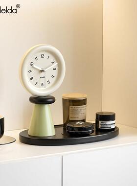 Mandelda家居客厅创意时钟玄关托 托盘收纳摆件电视柜座钟桌面装