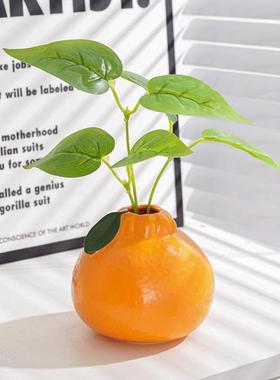 日本进口橘子陶瓷小花瓶摆件客厅插花水培植物鲜花绿萝桌面装饰品