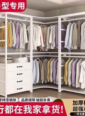 衣帽间架子组装卧室落地挂衣架双层组合衣帽架简易开放式衣柜工厂
