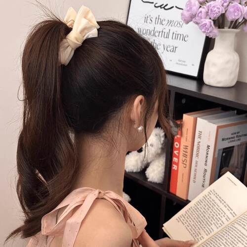 Bow hair bun clip, autumn and winter style hair accessory, p - 图0
