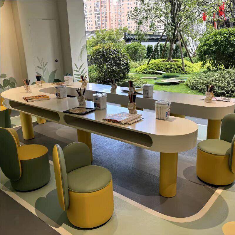 Sales department children's table and chair combination overhead floor reading area children's learning writing table kindergarten baby handmade table