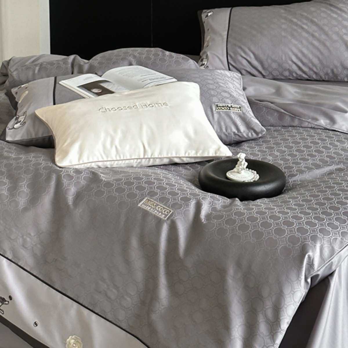 100s澳棉提花精致刺绣拼边嵌绳四件套轻奢高级感全棉床单床上用品,淘宝优惠券,粉丝福利购,淘宝优惠卷